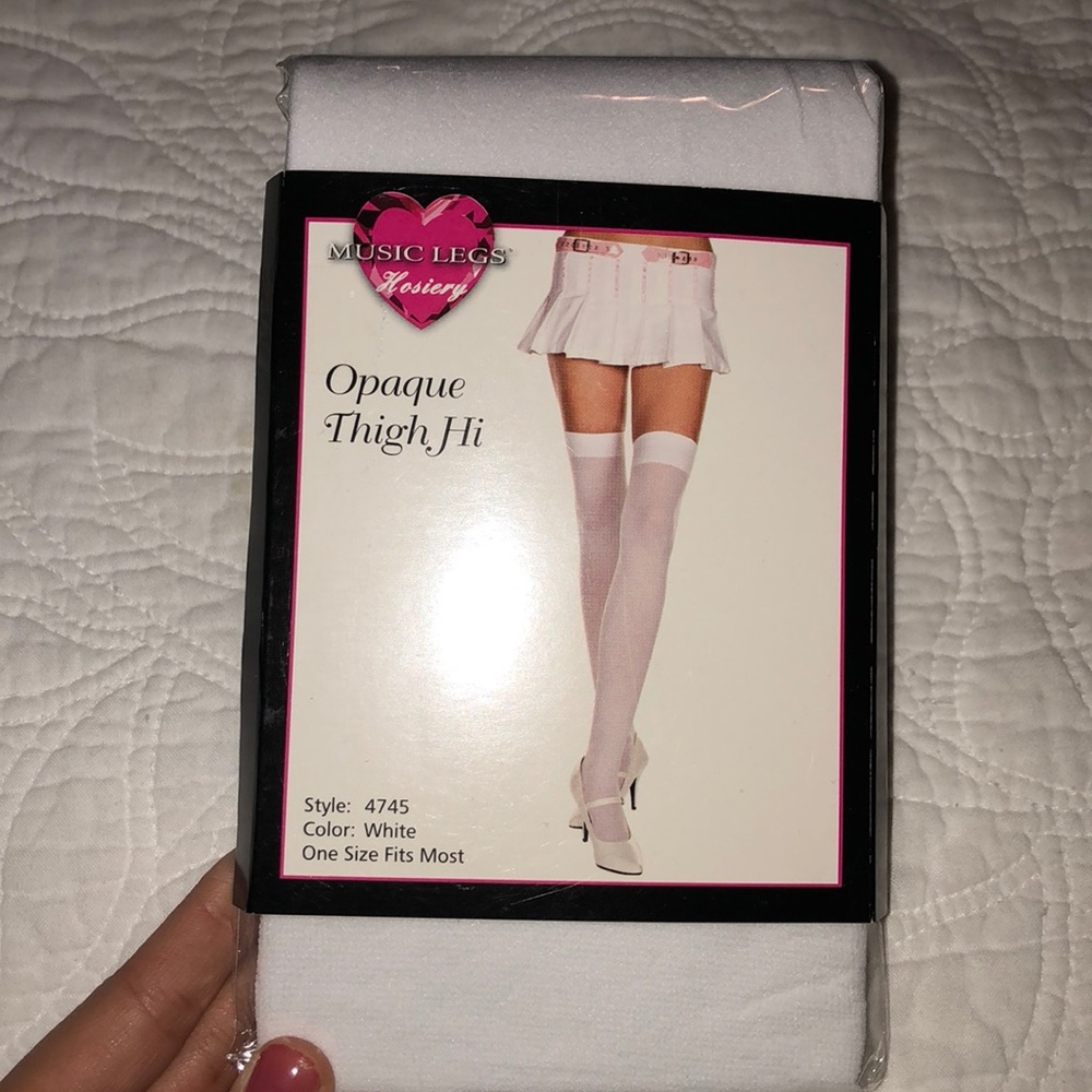 NWT white thigh high stockings